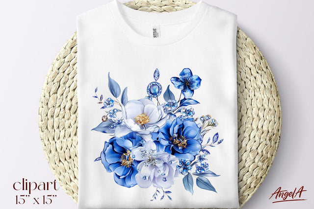 Blue flowers clipart, bouquet of flowers PNG, floral clipart Sublimation Angelina Semenova 