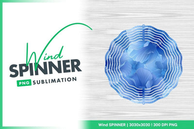 Blue flowers round wind spinner png sublimation Sublimation Regulrcrative 