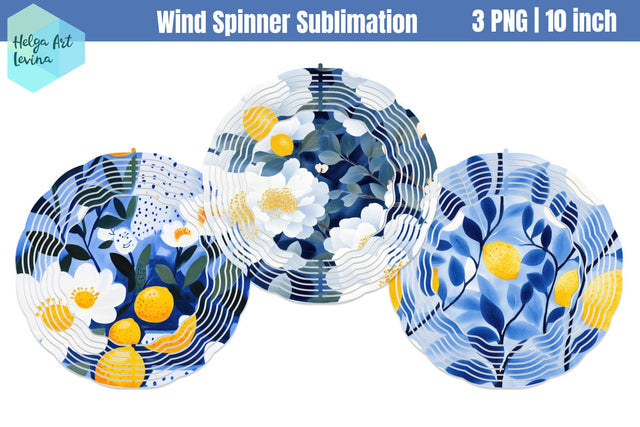 Blue flowers Wind Spinner Sublimation Sublimation Helga Art 