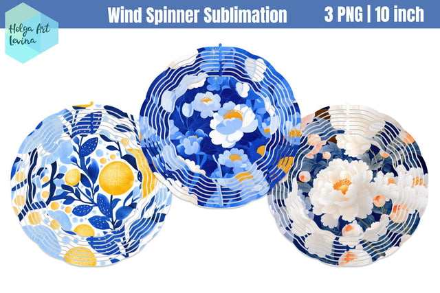 Blue flowers Wind Spinner Sublimation Sublimation Helga Art 