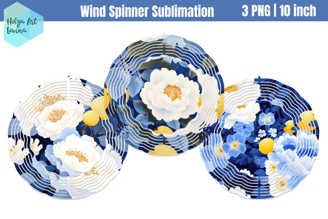Blue flowers Wind Spinner Sublimation Sublimation Helga Art 