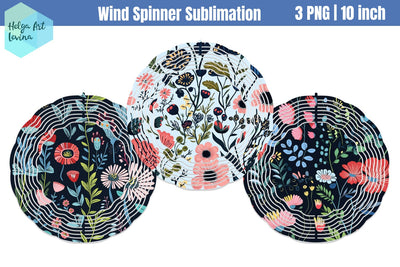 Blue flowers Wind Spinner Sublimation Sublimation Helga Art 