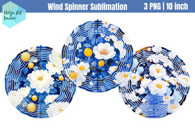 Blue flowers Wind Spinner Sublimation Sublimation Helga Art 