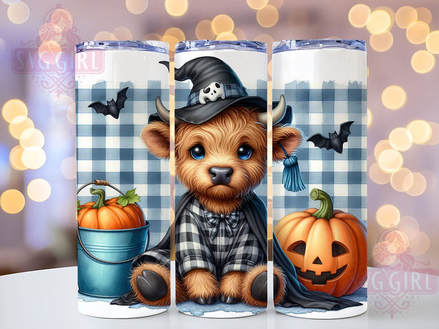 Blue Ghost Highland Cow 20oz Tumbler Wrap Sublimation Design, Straight Tapered Tumbler Wrap, Halloween Highland Cow Tumbler Png, Instant Digital Download Sublimation SvggirlplusArt 