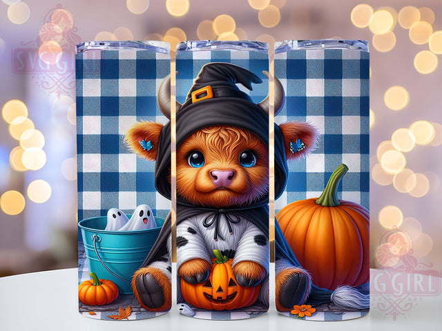 Blue Ghost Highland Cow 20oz Tumbler Wrap Sublimation Design, Straight Tapered Tumbler Wrap, Halloween Highland Cow Tumbler Png, Instant Digital Download Sublimation SvggirlplusArt 