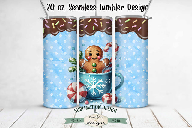 Blue Gingerbread with Chocolate Drip Seamless 20 oz Sublimation Tumbler Design Sublimation Ewe-N-Me Designs 