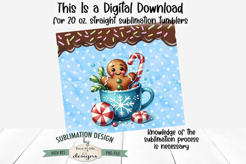Blue Gingerbread with Chocolate Drip Seamless 20 oz Sublimation Tumbler Design Sublimation Ewe-N-Me Designs 