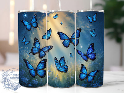 Blue Glitter Butterfly Tumbler, Blue Glitter Art, Sparkle Theme, Elegant Tumbler Wrap, Sublimation Design, 20oz Tumbler, Shiny Artwork Sublimation ToriDesigns 