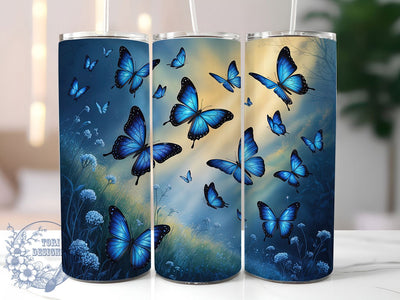 Blue Glitter Butterfly Tumbler, Blue Glitter Art, Sparkle Theme, Elegant Tumbler Wrap, Sublimation Design, 20oz Tumbler, Shiny Artwork Sublimation ToriDesigns 