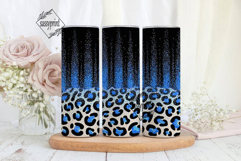 Blue Glitter Leopard Print 20oz Tumbler Sublimation sassyprint 