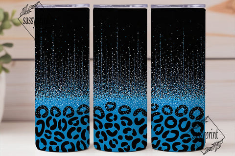 Blue Glitter Leopard Print 20oz Tumbler Sublimation sassyprint 