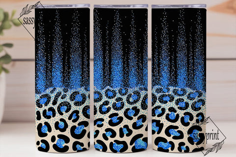 Blue Glitter Leopard Print 20oz Tumbler Sublimation sassyprint 