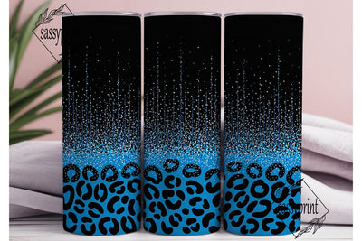 Blue Glitter Leopard Print 20oz Tumbler Sublimation sassyprint 