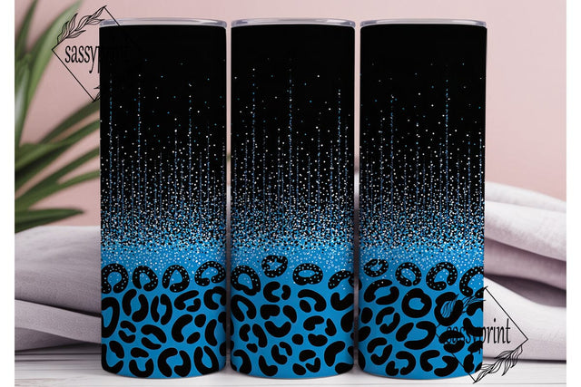 Blue Glitter Leopard Print 20oz Tumbler Sublimation sassyprint 