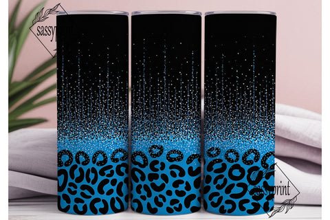 Blue Glitter Leopard Print 20oz Tumbler Sublimation sassyprint 