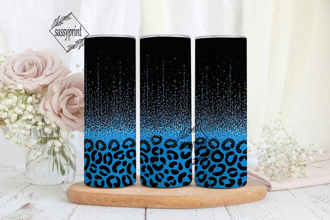 Blue Glitter Leopard Print 20oz Tumbler Sublimation sassyprint 