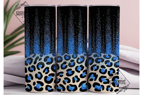 Blue Glitter Leopard Print 20oz Tumbler Sublimation sassyprint 