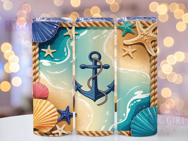 Blue Glitter Nautical Anchor Tumbler, Nautical Beach Sublimation Design, Sparkly Anchor Art, 20oz Nautical Tumbler, Whimsical Beach Mug, Stylish Anchor Cup, Glitter Nautical Wrap Sublimation SvggirlplusArt 
