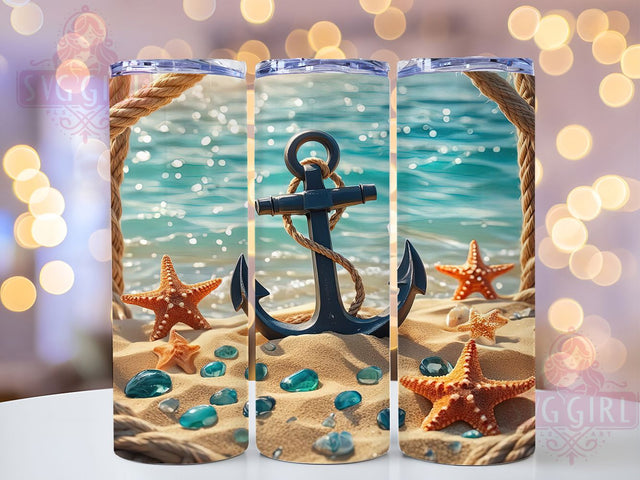 Blue Glitter Nautical Anchor Tumbler, Nautical Beach Sublimation Design, Sparkly Anchor Art, 20oz Nautical Tumbler, Whimsical Beach Mug, Stylish Anchor Cup, Glitter Nautical Wrap Sublimation SvggirlplusArt 