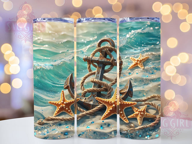 Blue Glitter Nautical Anchor Tumbler, Nautical Beach Sublimation Design, Sparkly Anchor Art, 20oz Nautical Tumbler, Whimsical Beach Mug, Stylish Anchor Cup, Glitter Nautical Wrap Sublimation SvggirlplusArt 