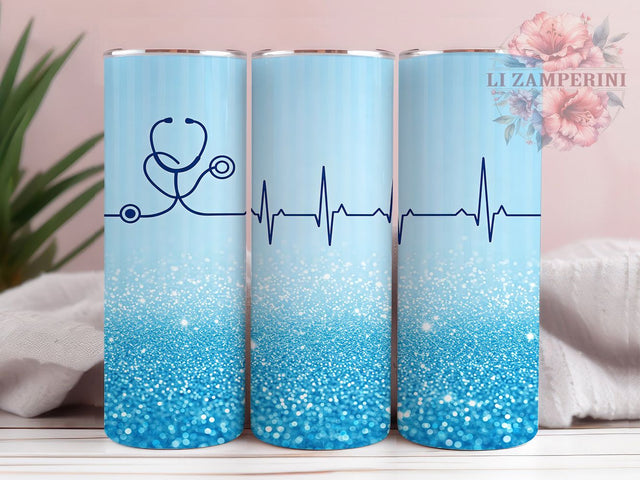 Blue Glitter Nurse Tumbler, Blue Glitter Tumbler, 20oz Nurse Cup, Glitter Nurse Wrap, Healthcare Worker Tumbler, Blue Glitter Sublimation, Nurse Appreciation Tumbler Sublimation Li Zamperini 