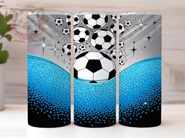 Blue Glitter Soccer Football Tumbler, Football Tumbler Design, Blue Sports Pattern, 20Oz Sublimation Wrap, Glitter Soccer Print, Football Theme Art, Tumbler Sublimation Sublimation Lara' s Designs 