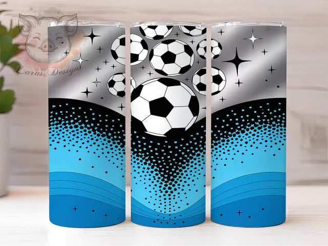 Blue Glitter Soccer Football Tumbler, Football Tumbler Design, Blue Sports Pattern, 20Oz Sublimation Wrap, Glitter Soccer Print, Football Theme Art, Tumbler Sublimation Sublimation Lara' s Designs 