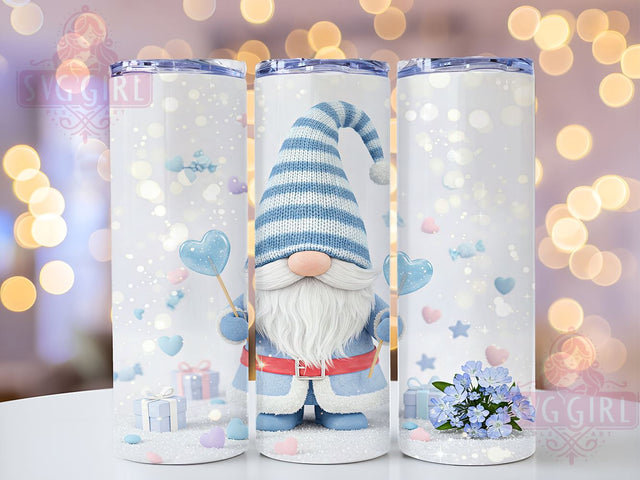 Blue Gnome Valentine's Tumbler, Blue Gnome, Valentine's Day Tumbler, 20oz Tumbler Wrap, Gnome Sublimation, Cute Gnome Gift, Valentine's Day Gift, Tumbler Design Sublimation SvggirlplusArt 