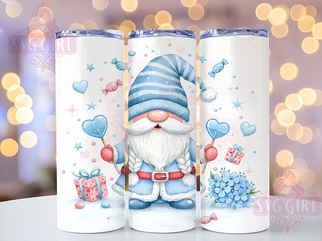Blue Gnome Valentine's Tumbler, Blue Gnome, Valentine's Day Tumbler, 20oz Tumbler Wrap, Gnome Sublimation, Cute Gnome Gift, Valentine's Day Gift, Tumbler Design Sublimation SvggirlplusArt 