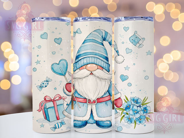 Blue Gnome Valentine's Tumbler, Blue Gnome, Valentine's Day Tumbler, 20oz Tumbler Wrap, Gnome Sublimation, Cute Gnome Gift, Valentine's Day Gift, Tumbler Design Sublimation SvggirlplusArt 