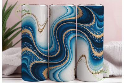 Blue Gold Marble 20oz Tumbler Wrap Sublimation PixelChick 