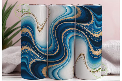 Blue Gold Marble 20oz Tumbler Wrap Sublimation PixelChick 