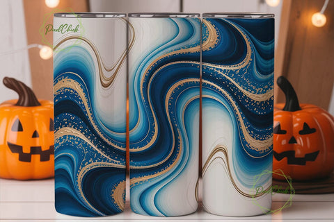 Blue Gold Marble 20oz Tumbler Wrap Sublimation PixelChick 
