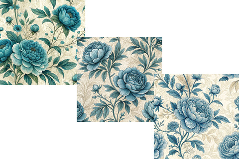 Blue Green Vintage Floral Pattern, Digital Paper, Seamless Pattern Digital Pattern FloridPrintables 
