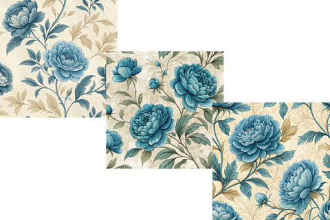 Blue Green Vintage Floral Pattern, Digital Paper, Seamless Pattern Digital Pattern FloridPrintables 