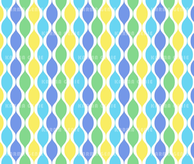 Blue Green Yellow Mid Century Retro 1970s Pattern Digital Paper Digital Pattern Karma Genie Graphics 