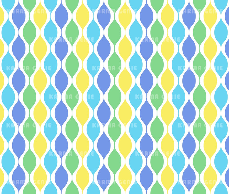 Blue Green Yellow Mid Century Retro 1970s Pattern Digital Paper Digital Pattern Karma Genie Graphics 