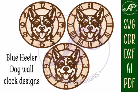Blue Heeler dog clock wall clock laser cut file SVG APInspireddesigns 
