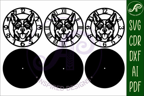 Blue Heeler dog clock wall clock laser cut file SVG APInspireddesigns 