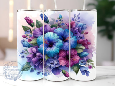 Blue Hibiscus 20oz Skinny Tumbler, Hawaii Tumbler Png, Straight & Tapered Tumbler Wrap, Instant Digital Download Sublimation ToriDesigns 
