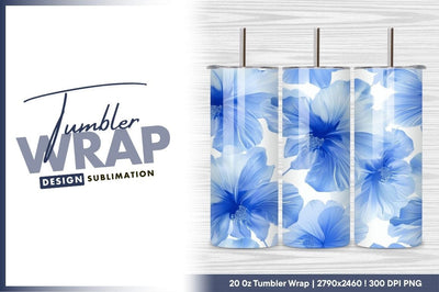 Blue hibiscus flower seamless pattern design Sublimation Regulrcrative 
