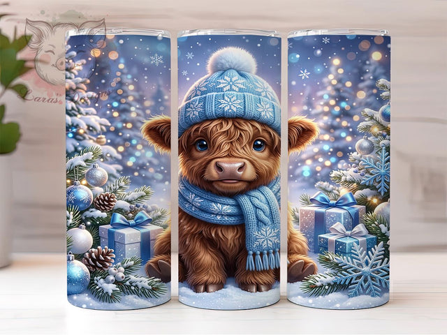 Blue Highland Calf 20oz Tumbler, Blue Highland Calf, Highland Calf PNG, Blue Calf Tumbler, Highland Calf Wrap, Calf Tumbler Wrap, Blue Highland PNG, 20oz Tumbler Wrap Sublimation Lara' s Designs 