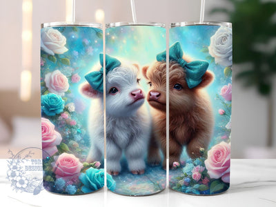 Blue Highland Cow 20oz Skinny Tumbler, Highland Cow Tumbler Png, Straight & Tapered Tumbler Wrap, Instant Digital Download Sublimation ToriDesigns 