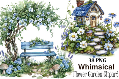 Blue Hydrangea & Vintage Floral Clipart Sublimation SVGArt 