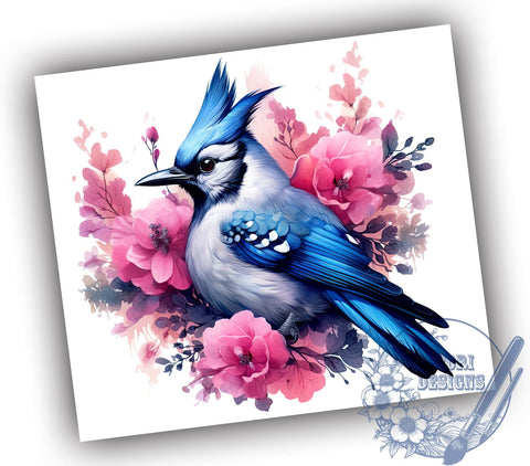 Blue Jay Bird 20oz Skinny Tumbler PNG, Blue Jay Tumbler Sublimation Wrap, Straight & Tapered Tumbler Wrap, Instant Digital Download Sublimation ToriDesigns 