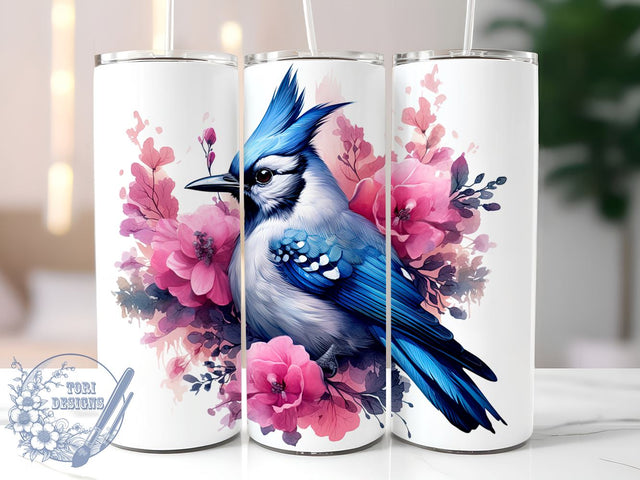 Blue Jay Bird 20oz Skinny Tumbler PNG, Blue Jay Tumbler Sublimation Wrap, Straight & Tapered Tumbler Wrap, Instant Digital Download Sublimation ToriDesigns 