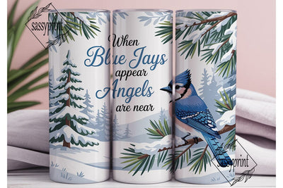 Blue Jay Winter Forest 20oz Tumbler Wrap Sublimation sassyprint 