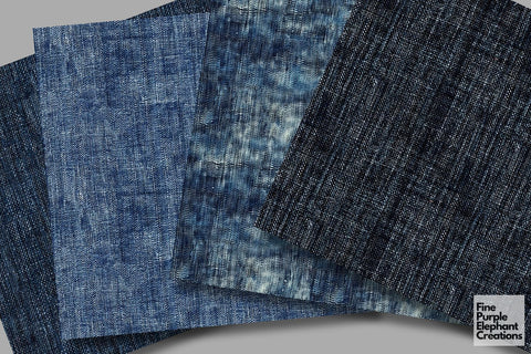 Blue Jean Denim Digital Paper - Textured Worn Distressed Cowboy America Digital Pattern Fine Purple Elephant Creations 