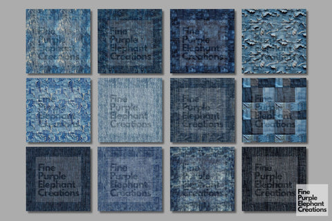 Blue Jean Denim Digital Paper - Textured Worn Distressed Cowboy America Digital Pattern Fine Purple Elephant Creations 