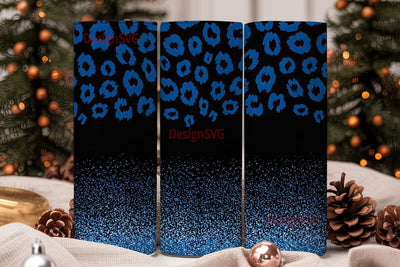Blue Leopard Glitter 20oz Tumbler Wrap Sublimation DesignSVG 